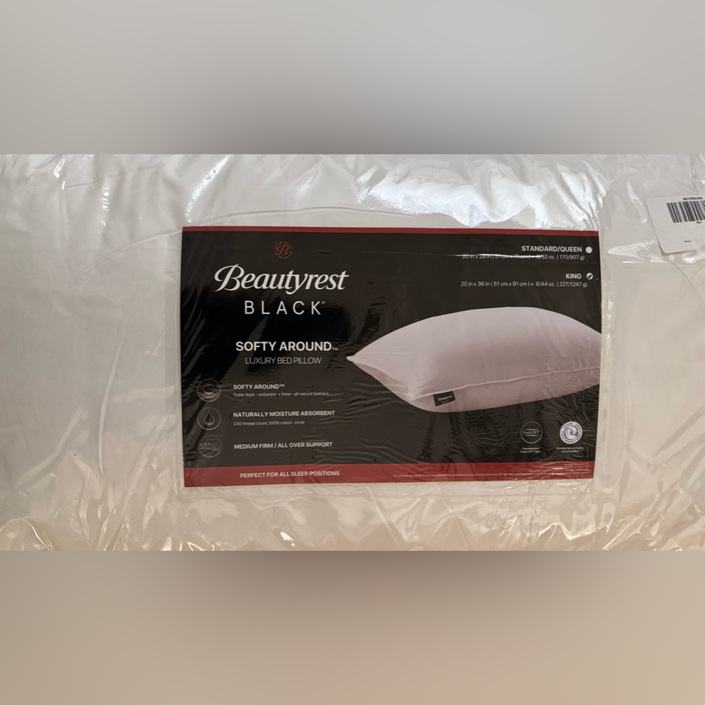🎉LAST CHANCE🎉 BEAUTYREST BLACK Luxurious Down And Feather Blend Pillow - Picture 4 of 9